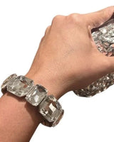 Glam Gems Statement Bracelet-Silver- - front view