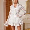 Glamorous white mini dress with long sleeves and lace detail