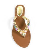 Glam Marlo 256 Crystal Flat Sandals Gold shoes - women's fashion sandals