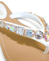 Glam Marlo 256 Crystal Flat Sandals White shoes - women's fashion sandals