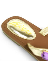 Glam Marlo 256 Crystal Flat Sandals Gold shoes - comfortable summer shoes for women