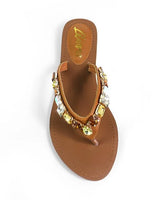 Glam Marlo 256 Crystal Flat Sandals Tan shoes - comfortable summer shoes for women