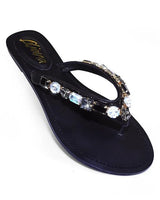 Glam Marlo 256 Crystal Flat Sandals Black shoes for women - stylish shoes by Palazzo Couture
