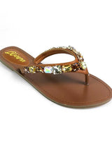 Glam Marlo 256 Crystal Flat Sandals Tan shoes for women - stylish shoes by Palazzo Couture