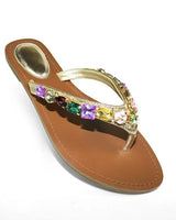Glam Marlo 256 Crystal Flat Sandals Gold shoes for women - stylish shoes by Palazzo Couture