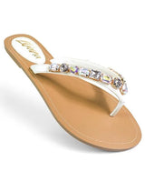 Glam Marlo 256 Crystal Flat Sandals White shoes for women - stylish shoes by Palazzo Couture