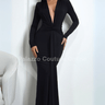 Elegant black maxi dress with twist-front detail