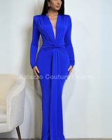 Glam Twist Maxi Dress Royal Blue - Palazzo Couture Online