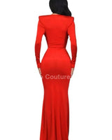 Women's Tomato Red maxi dress elegant style back view