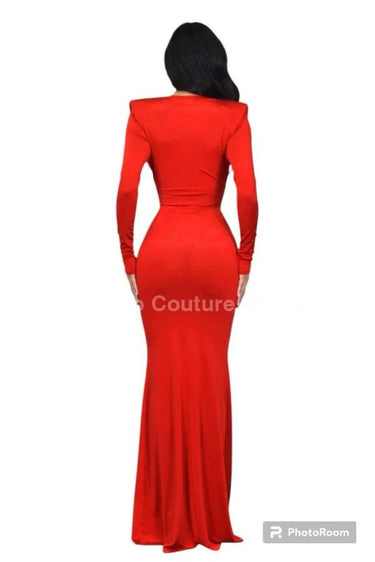 Women's Tomato Red maxi dress elegant style back view