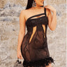 Glamour Black Mini Dress with Stretch Fit front view showing mini dress silhouette