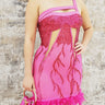 Women's Hot Pink mini dress elegant style back view