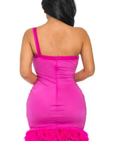 Glamour Hot Pink Mini Dress with Stretch Fit close up detail of elegant design