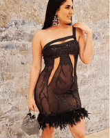 Glamour Mini Dress ( Black) - Palazzo Couture Online