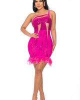 Glamour Mini Dress ( Hot Pink) - Palazzo Couture Online