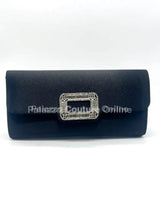 Glamour Night Black Clutch with Rhinestone Detail for women - bag by Palazzo Couture