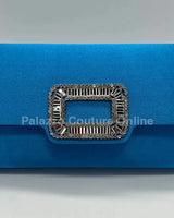 Glamour Night Blue Evening Clutch with Rhinestone Detail - women's evening clutch
