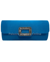 Glamour Night Blue Evening Clutch with Rhinestone Detail for women - bag by Palazzo Couture