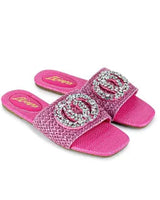 Glamour Pink Slides with Gemstone Detail - comfortable summer shoes