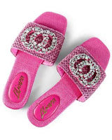 Glamour Pink Slides with Gemstone Detail - women's sandals for every occasion