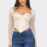 Glamour Rhinestone Corset Crop Top (Champagne) - Palazzo Couture Online