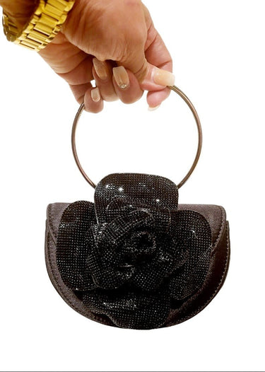 Glamour Rose Clutch(Black) - Palazzo Couture Online