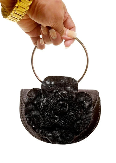 Glamour Rose Clutch(Black) - women's evening clutch