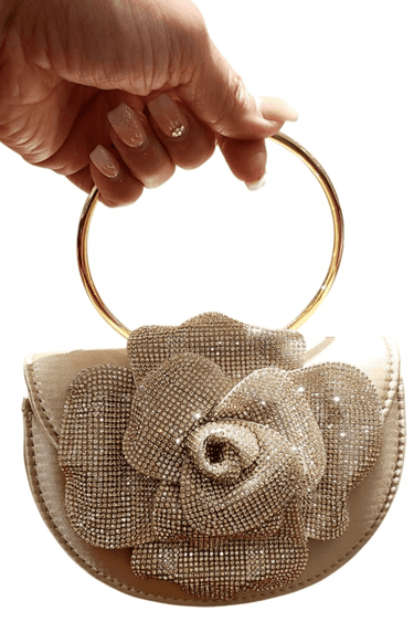 Glamour Rose Clutch(Gold) - Palazzo Couture Online