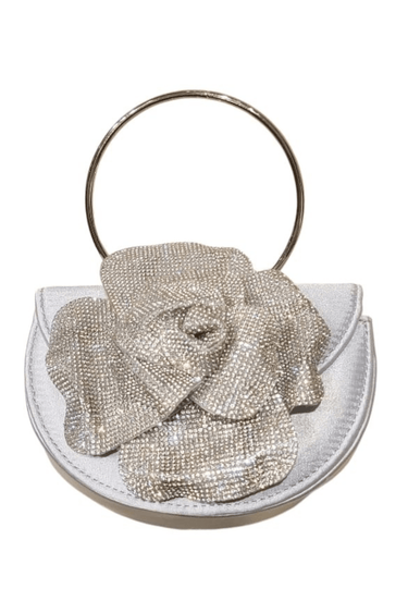 Glamour Rose Clutch(Silver) - Palazzo Couture Online