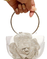 Glamour Rose Clutch(Silver) - Palazzo Couture Online