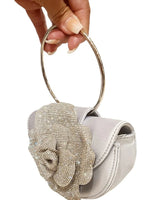 Glamour Rose Clutch(Silver) - women's evening clutch