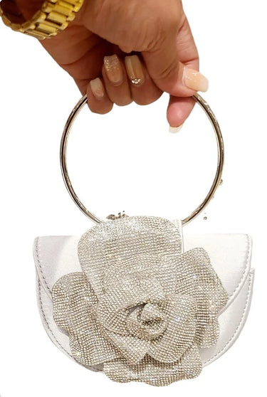 Glamour Rose Clutch(Silver) - trendy women's bag