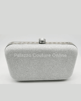 Glizz Mesh Glitter Clutch silver’s - Palazzo Couture Online