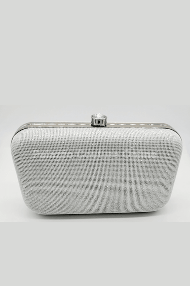 Glizz Mesh Glitter Clutch silver’s - Palazzo Couture Online