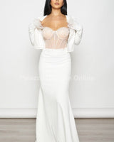 Glow Up 2 pcs Blazer & Maxi Dress Set (White) - Palazzo Couture Online