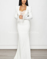 Glow Up 2 pcs Blazer & Maxi Dress Set (White) - Palazzo Couture Online