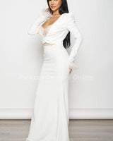 Glow Up 2 pcs Blazer & Maxi Dress Set (White) - Palazzo Couture Online