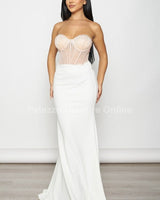 Glow Up 2 pcs Blazer & Maxi Dress Set (White) - Palazzo Couture Online