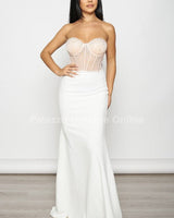 Glow Up 2 pcs Blazer & Maxi Dress Set (White) - Palazzo Couture Online