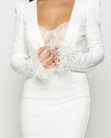 Glow Up 2 pcs Blazer & Maxi Dress Set (White) - Palazzo Couture Online