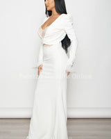 Glow Up 2 pcs Blazer & Maxi Dress Set (White) - Palazzo Couture Online