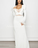 Glow Up 2 pcs Blazer & Maxi Dress Set (White) - Palazzo Couture Online