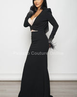 Glow Up 2pcs Blazer & Maxi Dress Set (Black) - Palazzo Couture Online