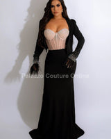 Glow Up 2pcs Blazer & Maxi Dress Set (Black) - Palazzo Couture Online