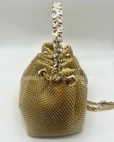 Glowing Moments Gold Rhinestone Handbag with Chain Strap - women's evening clutch