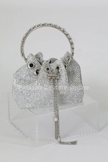 Glowing Moments Silver Rhinestone Bag - women's evening clutch