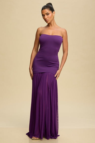 Goddess Flow Strapless Maxi Dress - Violet - Palazzo Couture Online