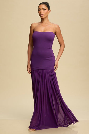 Goddess Flow Strapless Maxi Dress - Violet - Palazzo Couture Online