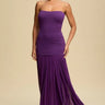 Goddess Flow Strapless Maxi Dress - Violet front view showing full-length maxi silhouette