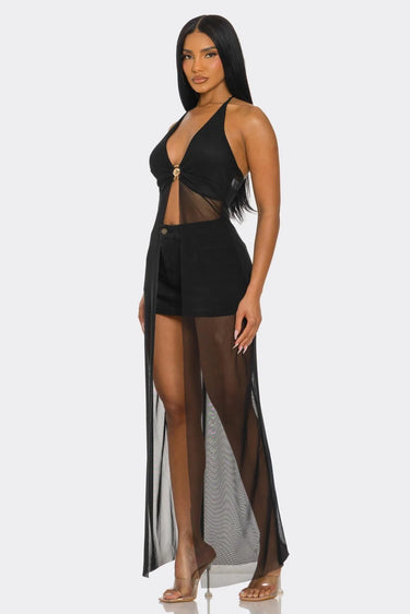 Goddess Glow Mesh Cover-Up Top - Black - view 3